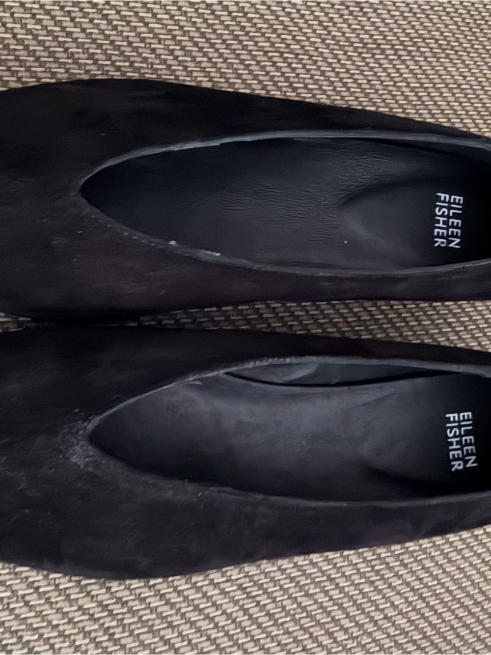 Eileen Fisher Black Suede Rounded Ballet Flats